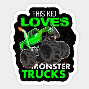 this kid loves monster trucks Sticker